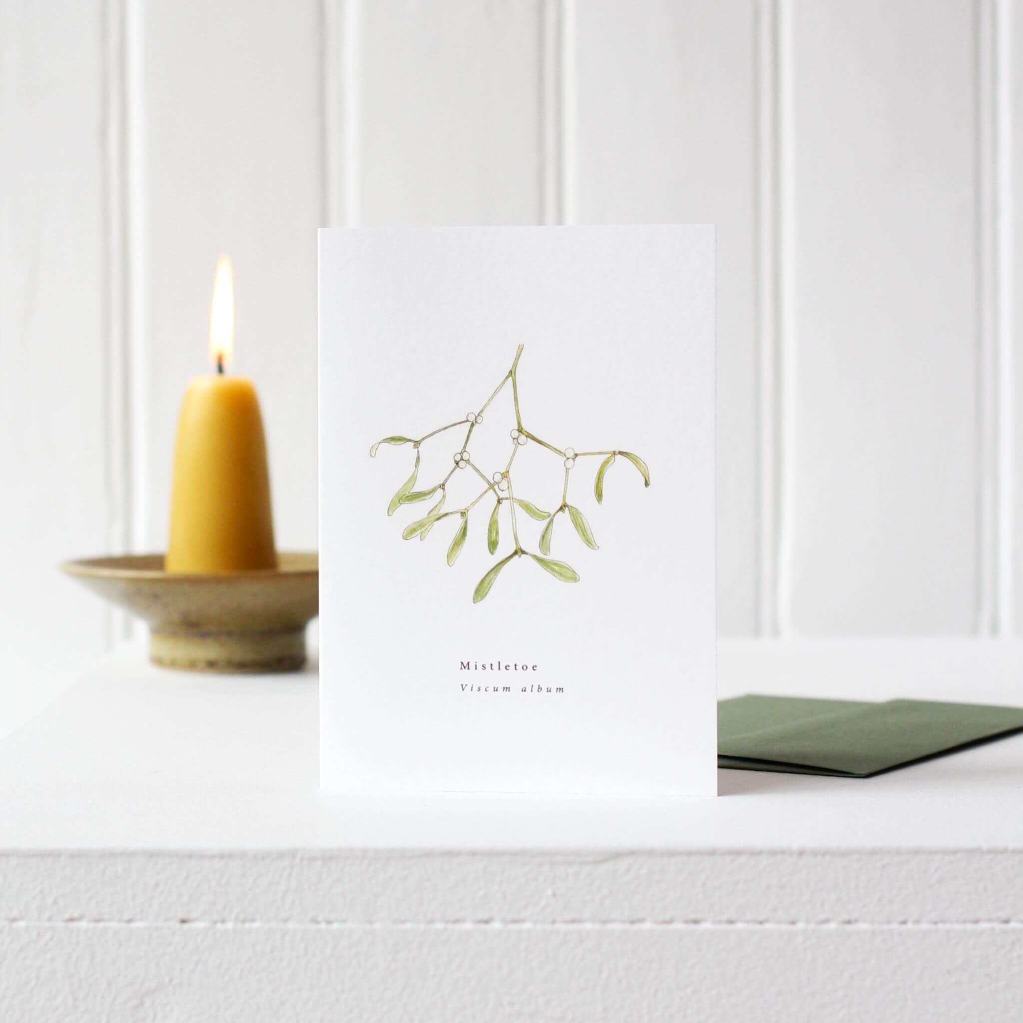 Mistletoe Greetings Card by Annie Brougham