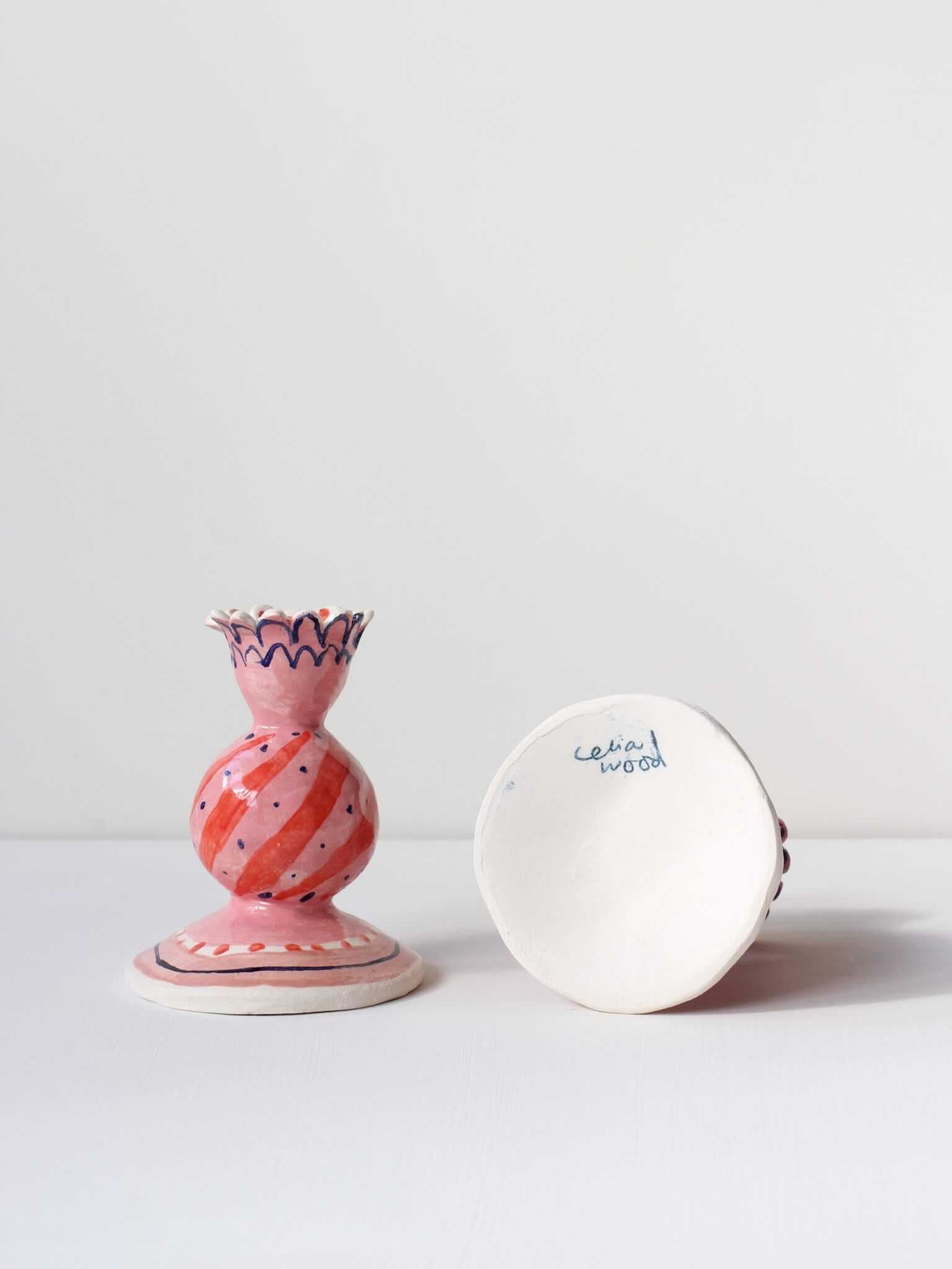 Ceramic Candlestick handmade by Celia Wood