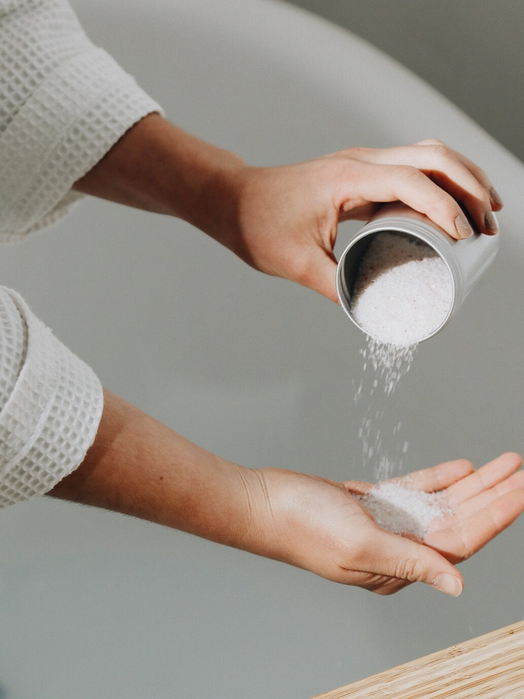 Hand-blended bath salts with essential oils