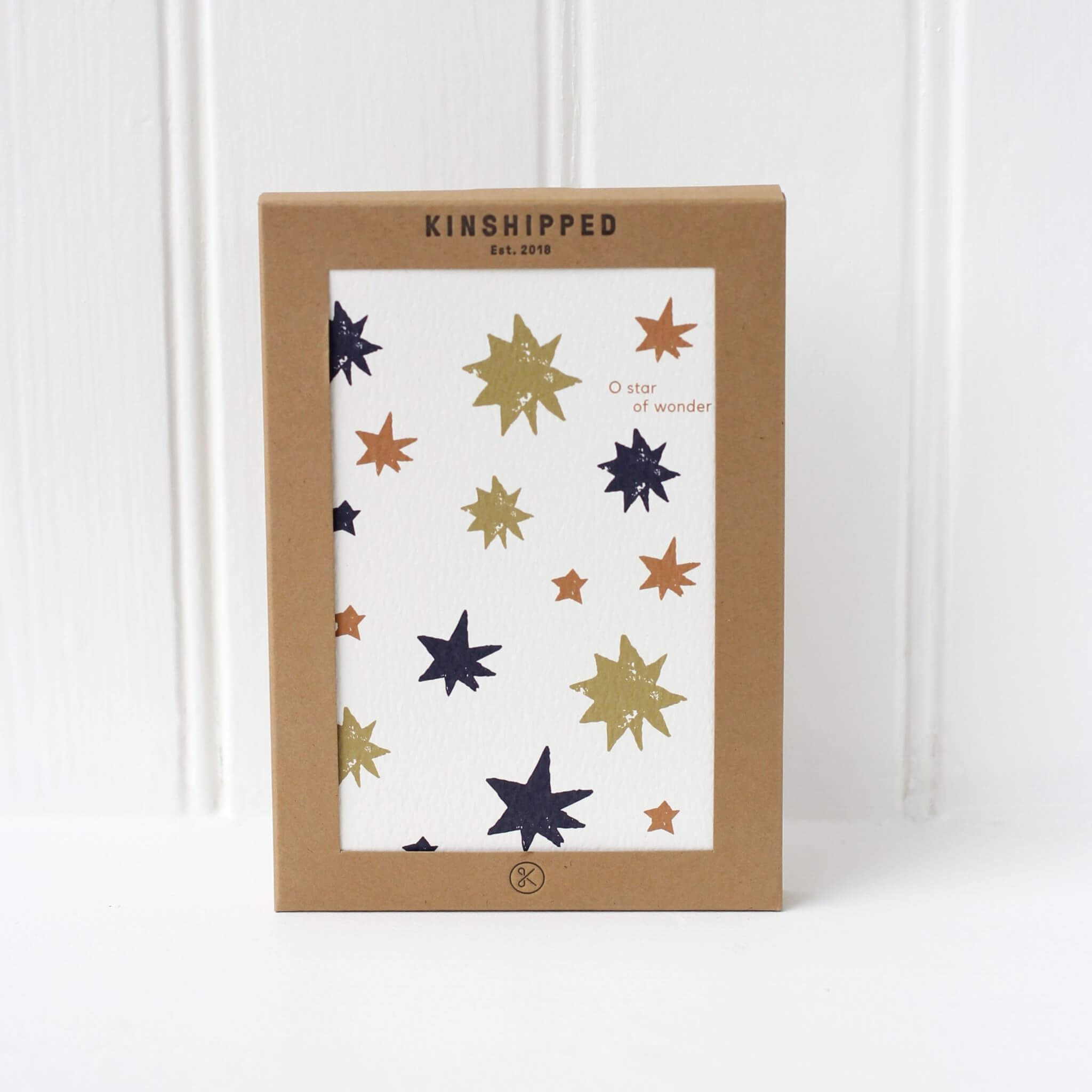 Blockprinted Stars Christmas Cards (Pack of 6) by Kinshipped