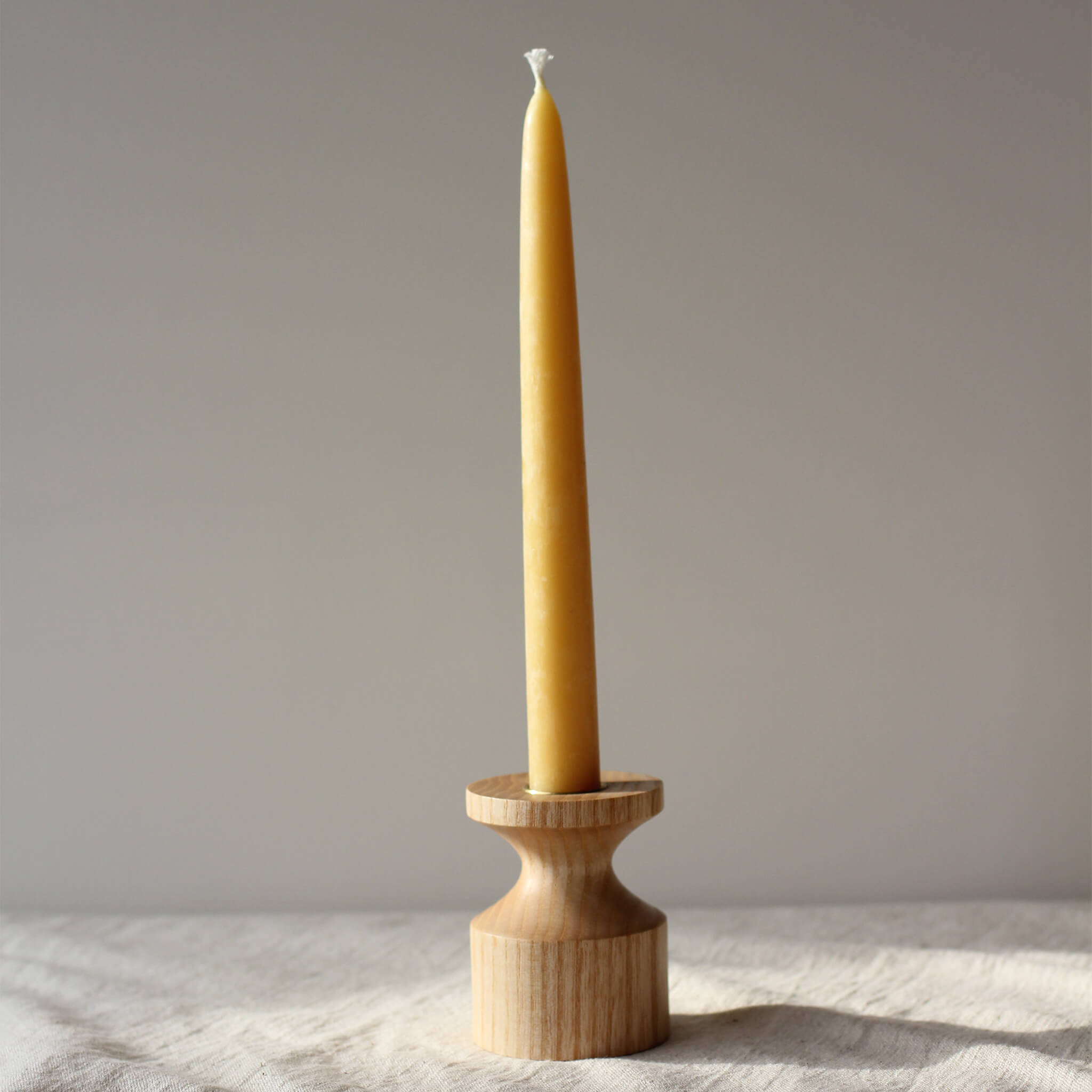 Wood and Brass Candlestick Gift Set