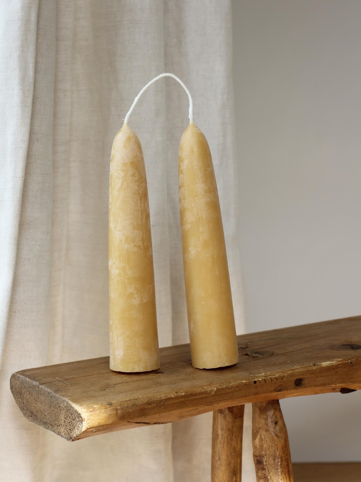 Giant Stubby Candles made from British Beeswax (Pair)