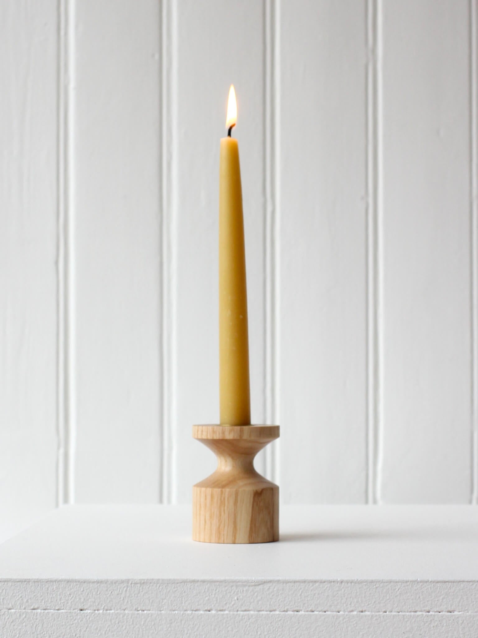 Wood and Brass Candlestick Gift Set