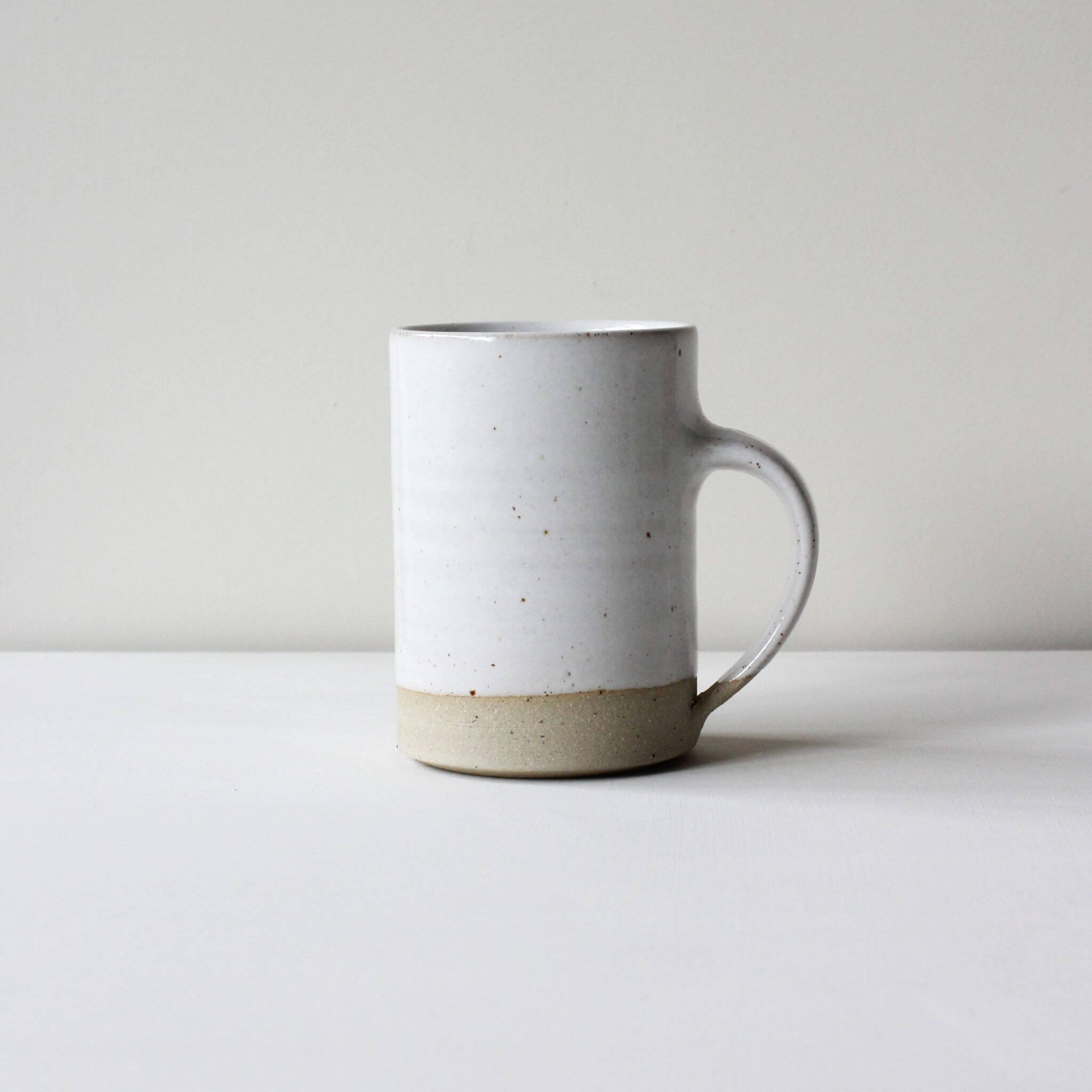 POTTERY WEST Speckled White Tall Mug