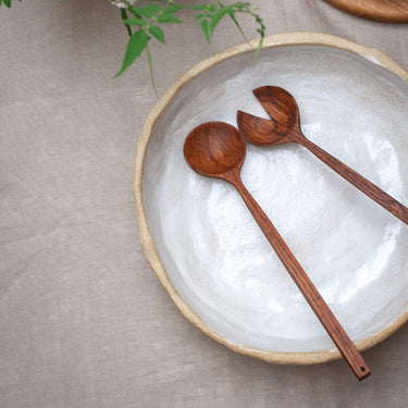 Wooden Salad Servers crafted from Brown Oak