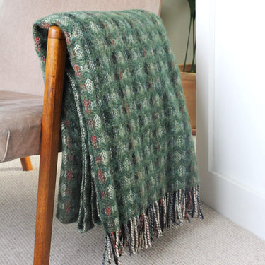 Large Recycled Wool Blanket made in Scotland - Forest Green