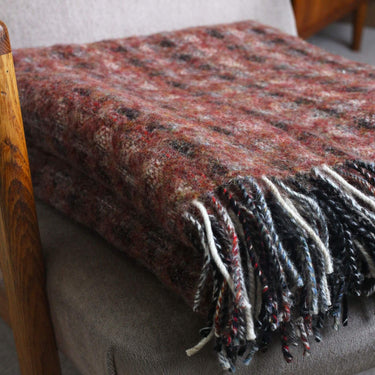 Large Recycled Wool Blanket made in Scotland - Rust Red