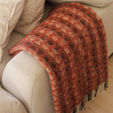 Small Recycled Wool Throw made in Scotland - Ruby Red