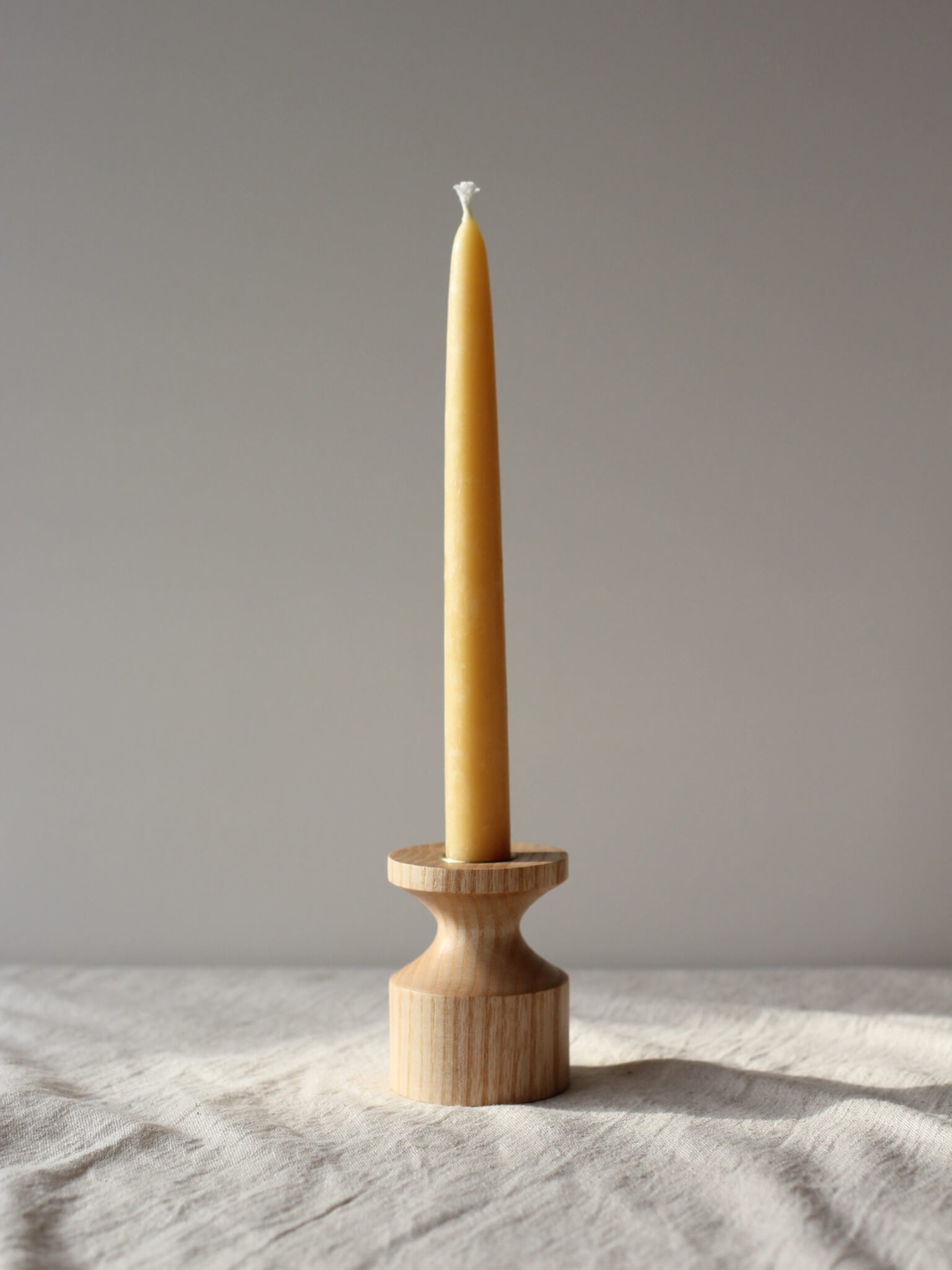 English Ash and Brass Candlestick