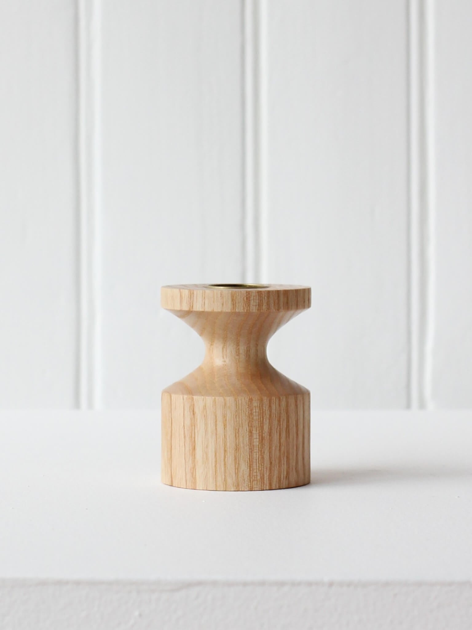 English Ash and Brass Candlestick