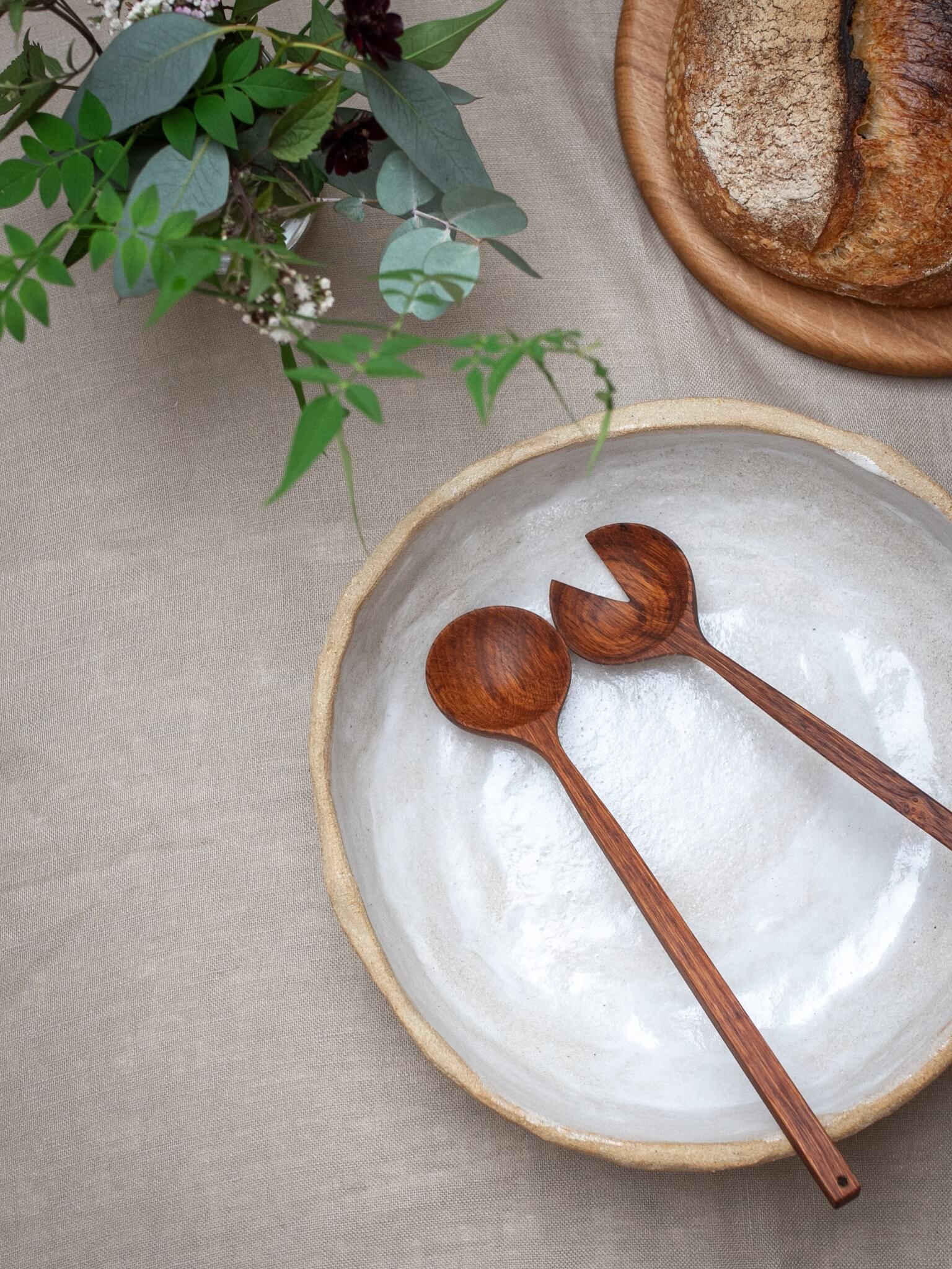 Wooden Salad Servers crafted from Brown Oak