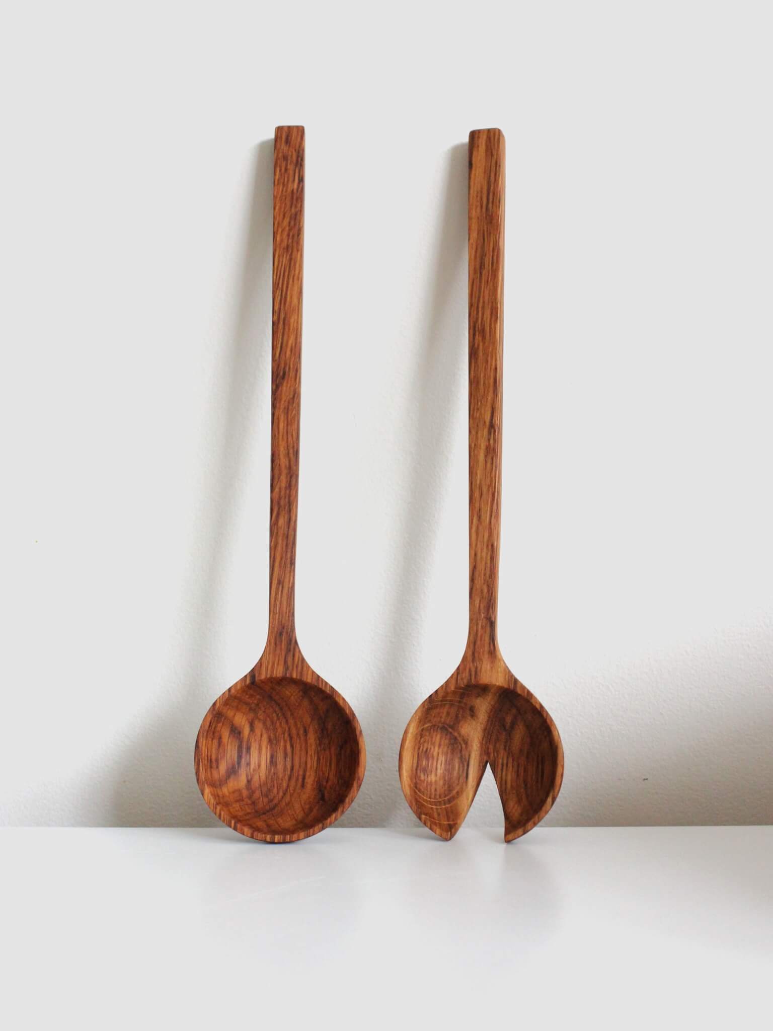 Wooden Salad Servers crafted from Brown Oak