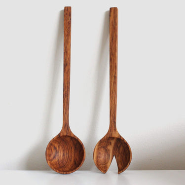 Wooden Salad Servers crafted from Brown Oak