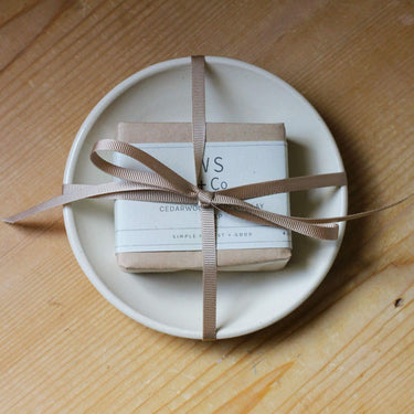 Ceramic soap dish and clay soap gift bundle